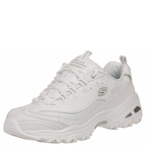 SKECHERS WOMENS D'LITES FRESH START FASHION SNEAKER, WHITE, 5 US - Picture 1 of 6